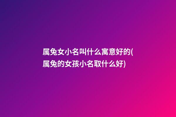 属兔女小名叫什么寓意好的(属兔的女孩小名取什么好)