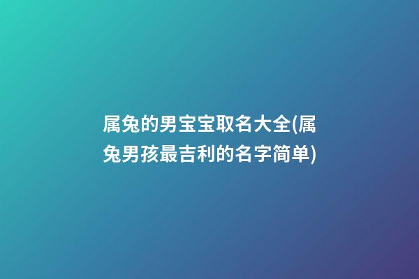属兔的男宝宝取名大全(属兔男孩最吉利的名字简单)
