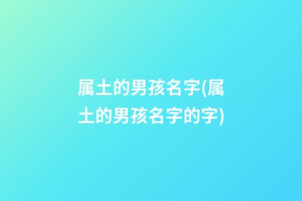 属土的男孩名字(属土的男孩名字的字)