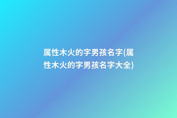 属性木火的字男孩名字(属性木火的字男孩名字大全)