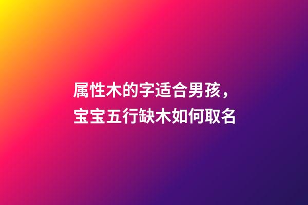 属性木的字适合男孩，宝宝五行缺木如何取名-第1张-观点-玄机派