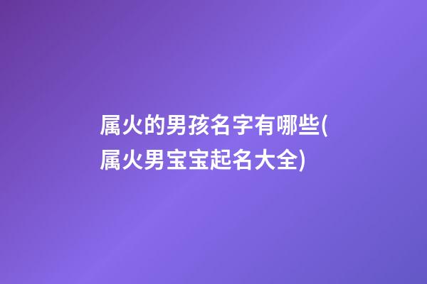 属火的男孩名字有哪些(属火男宝宝起名大全)