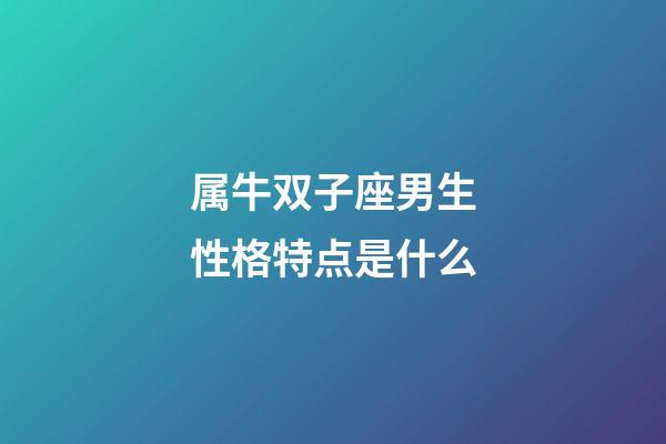 属牛双子座男生性格特点是什么-第1张-星座运势-玄机派