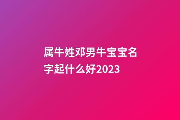 属牛姓邓男牛宝宝名字起什么好2023