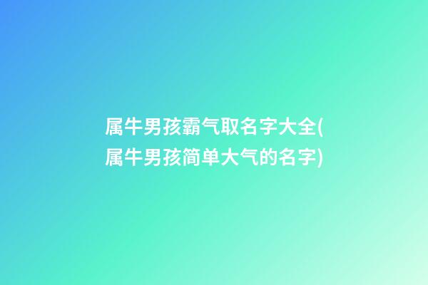 属牛男孩霸气取名字大全(属牛男孩简单大气的名字)
