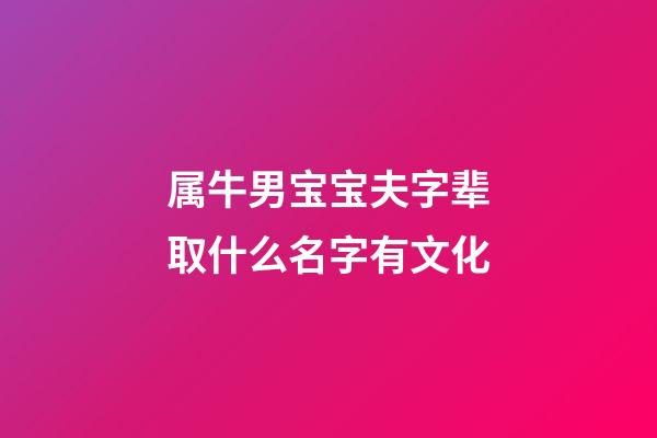 属牛男宝宝夫字辈取什么名字有文化