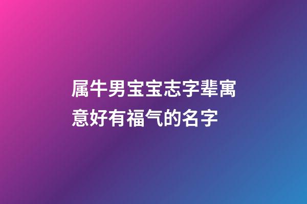 属牛男宝宝志字辈寓意好有福气的名字