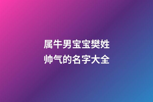 属牛男宝宝樊姓帅气的名字大全