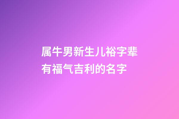 属牛男新生儿裕字辈有福气吉利的名字