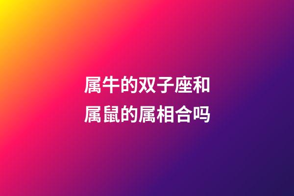 属牛的双子座和属鼠的属相合吗-第1张-星座运势-玄机派