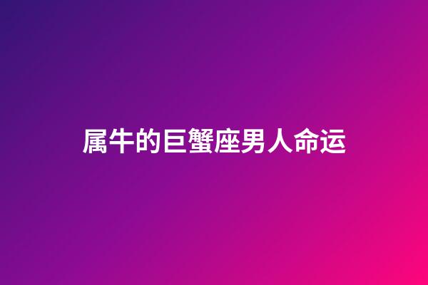 属牛的巨蟹座男人命运