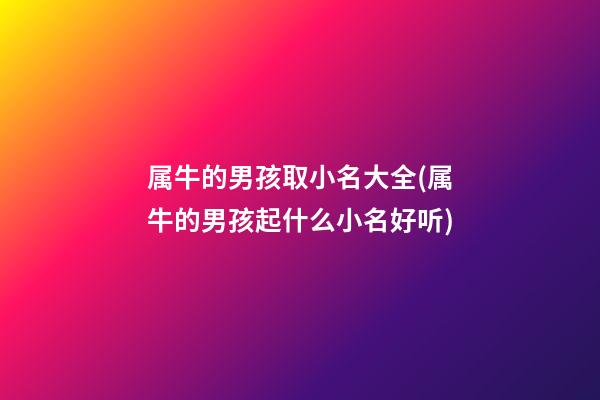 属牛的男孩取小名大全(属牛的男孩起什么小名好听)