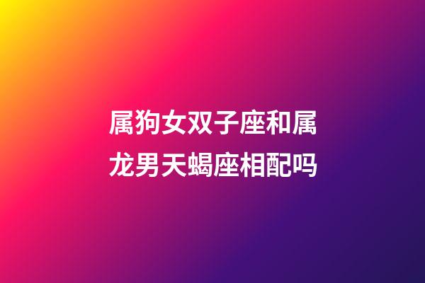 属狗女双子座和属龙男天蝎座相配吗-第1张-星座运势-玄机派
