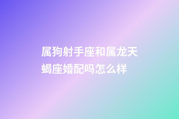 属狗射手座和属龙天蝎座婚配吗怎么样-第1张-星座运势-玄机派