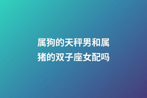 属狗的天秤男和属猪的双子座女配吗-第1张-星座运势-玄机派