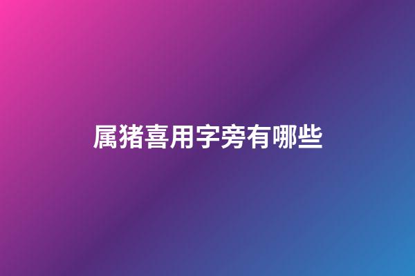 属猪喜用字旁有哪些