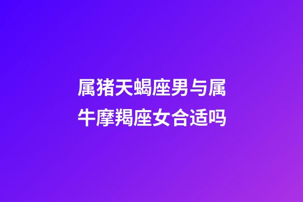 属猪天蝎座男与属牛摩羯座女合适吗-第1张-星座运势-玄机派