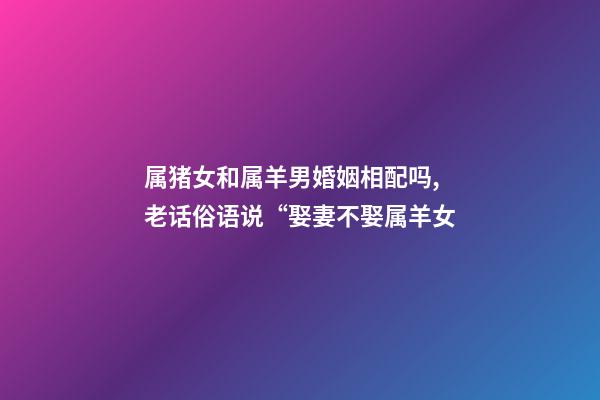 属猪女和属羊男婚姻相配吗,老话俗语说“娶妻不娶属羊女-第1张-观点-玄机派