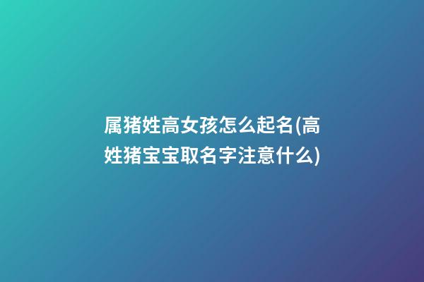 属猪姓高女孩怎么起名(高姓猪宝宝取名字注意什么)
