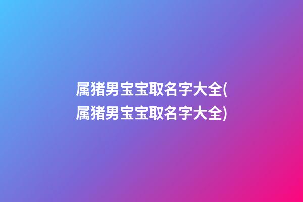 属猪男宝宝取名字大全(属猪男宝宝取名字大全)
