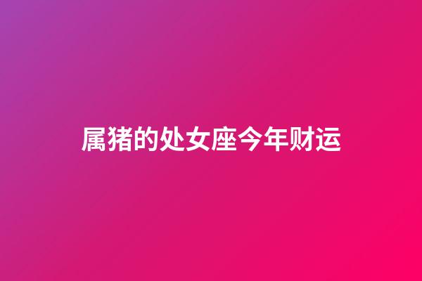 属猪的处女座今年财运