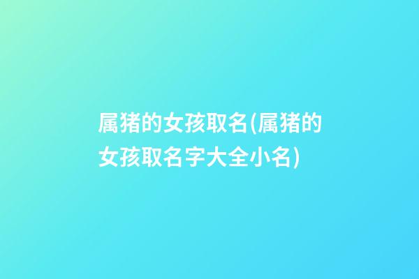 属猪的女孩取名(属猪的女孩取名字大全小名)
