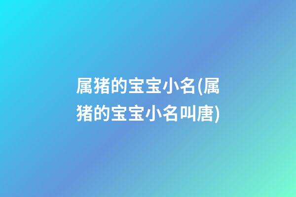 属猪的宝宝小名(属猪的宝宝小名叫唐)