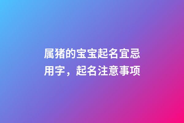 属猪的宝宝起名宜忌用字，起名注意事项