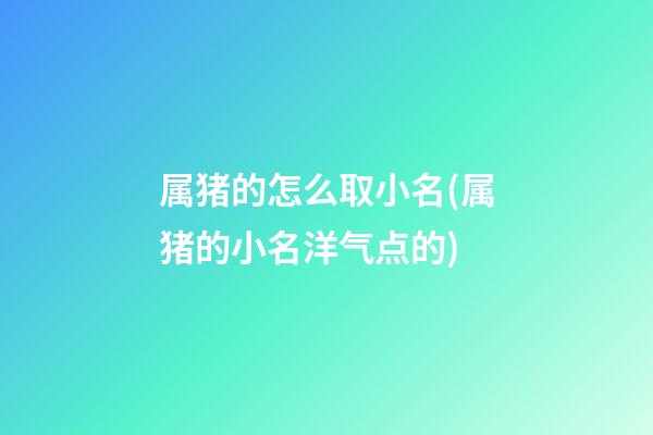 属猪的怎么取小名(属猪的小名洋气点的)