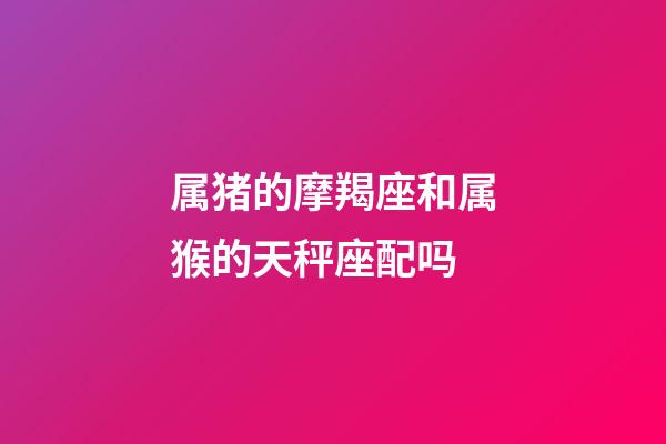 属猪的摩羯座和属猴的天秤座配吗