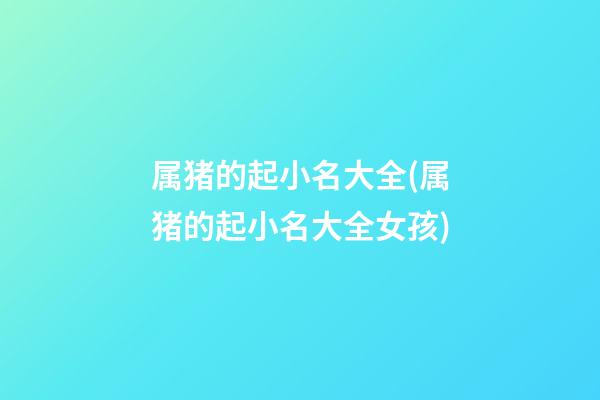 属猪的起小名大全(属猪的起小名大全女孩)