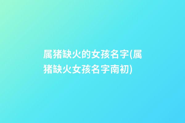 属猪缺火的女孩名字(属猪缺火女孩名字南初)