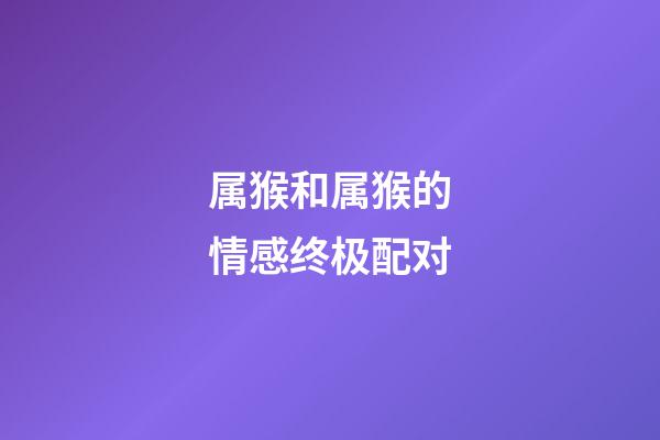 属猴和属猴的情感终极配对