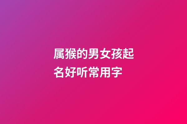 属猴的男女孩起名好听常用字