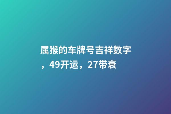 属猴的车牌号吉祥数字，49开运，27带衰