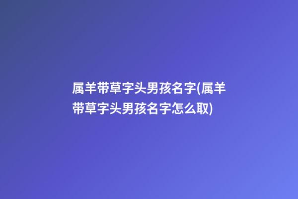 属羊带草字头男孩名字(属羊带草字头男孩名字怎么取)