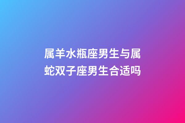 属羊水瓶座男生与属蛇双子座男生合适吗-第1张-星座运势-玄机派