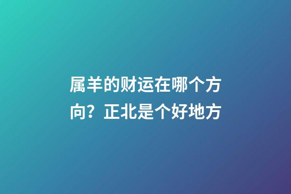 属羊的财运在哪个方向？正北是个好地方