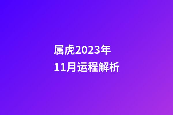属虎2023年11月运程解析