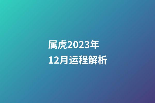 属虎2023年12月运程解析