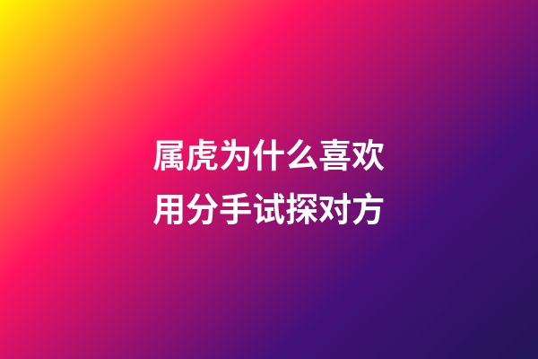 属虎为什么喜欢用分手试探对方