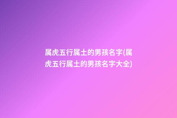 属虎五行属土的男孩名字(属虎五行属土的男孩名字大全)