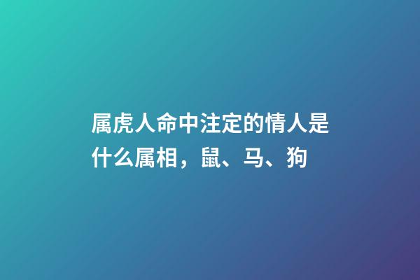 属虎人命中注定的情人是什么属相，鼠、马、狗