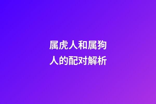 属虎人和属狗人的配对解析