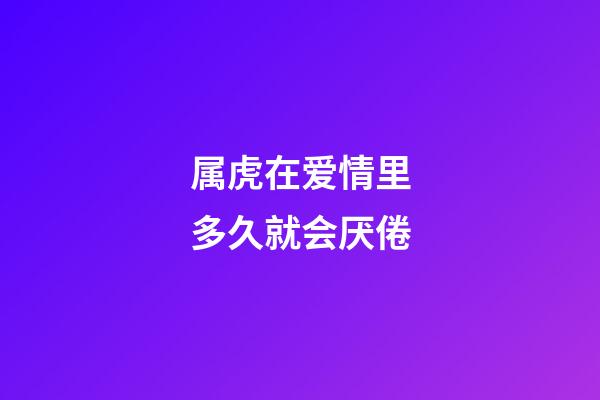 属虎在爱情里多久就会厌倦