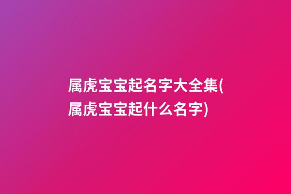 属虎宝宝起名字大全集(属虎宝宝起什么名字)