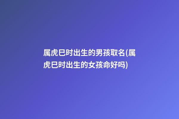 属虎巳时出生的男孩取名(属虎巳时出生的女孩命好吗)
