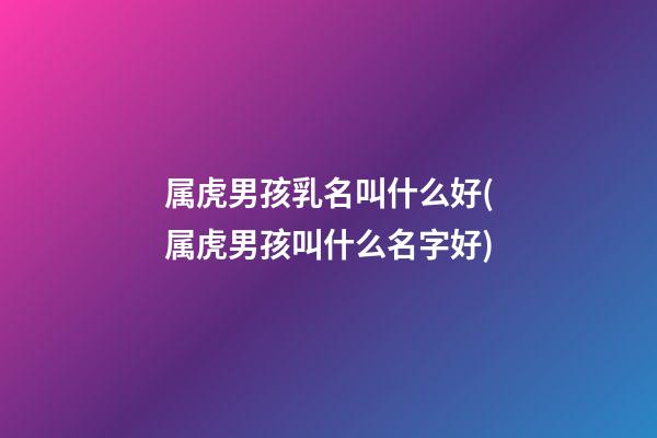 属虎男孩乳名叫什么好(属虎男孩叫什么名字好)