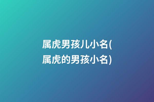 属虎男孩儿小名(属虎的男孩小名)