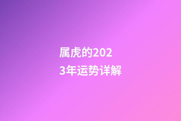 属虎的2023年运势详解